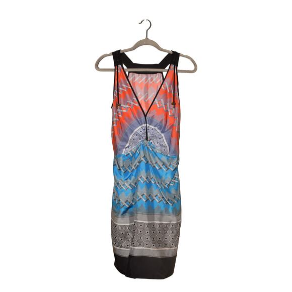 DEREK LAM $475 Multi-Color Tribal Geometric Print Sleeveless Dress Knotted 4 - Picture 1 of 4